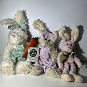 Boyds Bears Juniper Bunnyhugs Easter Bunny Plush Stuffed Plush Rabbit Lot Of 3